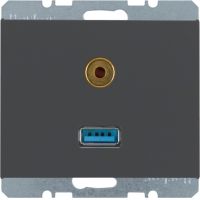 Gniazdo USB/3,5mm audio, antracyt, mat, K.1 | 3315397006 Hager