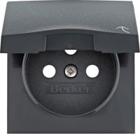 Płytka czołowa do gniazda z/u z pokrywą, antracyt mat, B.x | 3965898996 Hager