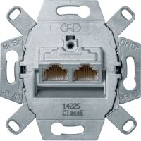 Mechanizm gniazda komputerowego UAE 2-kr (RJ45), ekranowane, kat.6, klasa E, One.platform | 455501 Hager