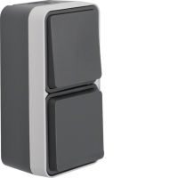 Łącznik uniwersalny z gniazdem Schuko pionowy, kompletny, IP55, szary, W.1 | 47803515 Hager