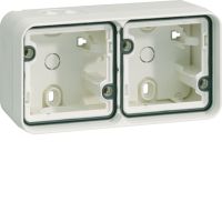 Adapter n/t podwójny poziomy, 2 wejścia, IP55, biały, Berker W.1 | 6719323502 Hager