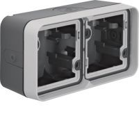 Adapter n/t podwójny poziomy, 4 wejścia, IP55, szary, Berker W.1 | 6719323515 Hager