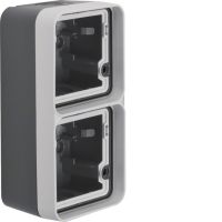 Adapter n/t podwójny pionowy, 2 wejścia, IP55, szary, Berker W.1 | 6719333505 Hager