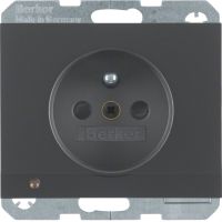 Gniazdo z/u i podświetleniem orientacyjnym LED, antracyt, mat, K.1 | 6765107006 Hager