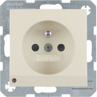 Gniazdo z/u i podświetleniem orientacyjnym LED, kremowy, połysk, B.Kwadrat | 6765108982 Hager