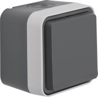 Gniazdo z/u 2P+Z, kompletne, IP55, szary, W.1 | 6768813515 Hager