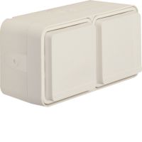 Gniazdo z/u 2P+Z 2-kr poziome, 4 wejścia, kompletne, IP55, biały, W.1 | 6768823512 Hager
