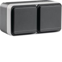 Gniazdo z/u 2P+Z 2-kr poziome, 4 wejścia, kompletne, IP55, szary, W.1 | 6768823515 Hager