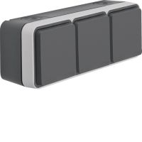 Gniazdo z/u 2P+Z kompletne 3-kr poziome, IP55, szary, W.1 | 6768833515 Hager