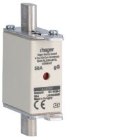 Wkładka bezpiecznikowa nożowa NH00 wskażnik podwójny uchwyt nieizolowany gG 50A 690VAC | LNH00050M6 Hager