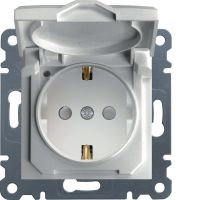 Gniazdo Schuko, z pokrywą i przesłoną styków, biały, Lumina | WL1160 Hager