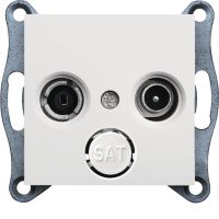 Gniazdo R-TV przelotowe, biały, Lumina | WL3020 Hager