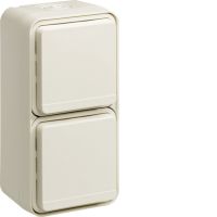 Gniazdo z/u 2-krotne z pokrywą, kompletne, IP55, biały, W.1 | WNC132B Hager