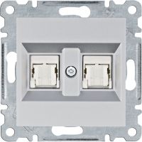 Gniazdo komputerowe podwójne lumina RJ45 kat.6 UTP, srebrny | WL2162 Hager