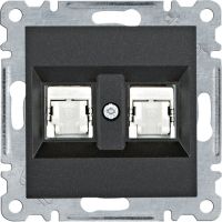 Gniazdo komputerowe podwójne RJ45 kat.6 FTP, czarny, Lumina | WL2183 Hager