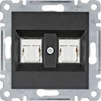 Gniazdo komputerowe podwójne RJ45 kat.5e UTP, czarny, Lumina | WL2123 Hager