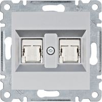 Gniazdo komputerowe podwójne RJ45 kat.5e FTP srebrny lumina | WL2142 Hager