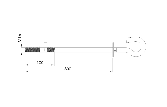 Śruba hakowa M16-300 ocynk ogniowy S3013C | S3013C Alpar