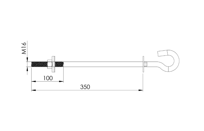 Śruba hakowa M16-350 ocynk ogniowy S3014C | S3014C Alpar