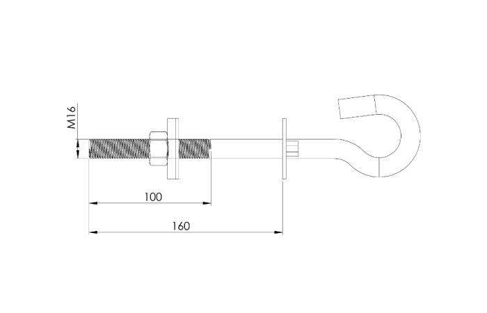 Śruba hakowa M16-160 ocynk ogniowy S301C | S301C Alpar