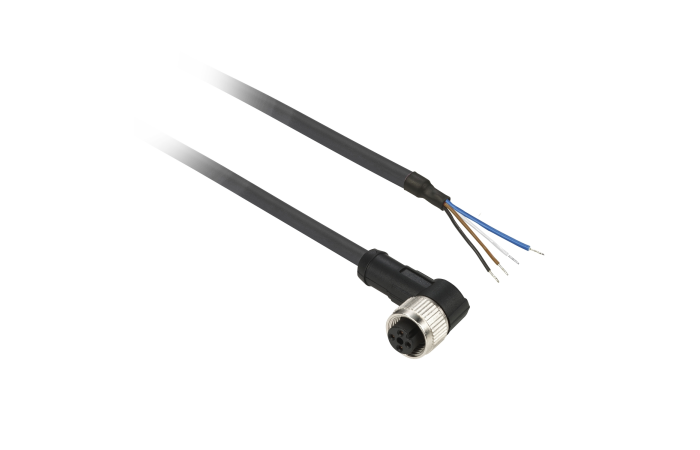 Złącze żeńskie M8 kątowe 4-pinowe kabel 5m PUR | XZCP1041L5 TMSS France