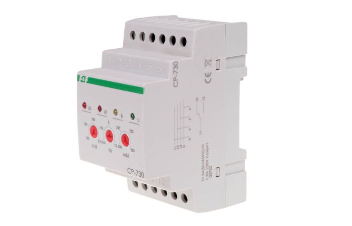 Przekaźnik napięciowy trójfazowy CP-730 1P 3×(50-450V)+N 8A | CP-730 F&F