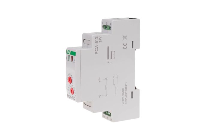 Przekaźnik czasowy awersyjny PCA-512-24V styki 1NO/NC 24V na szynę DIN | PCA-512-24V F&F