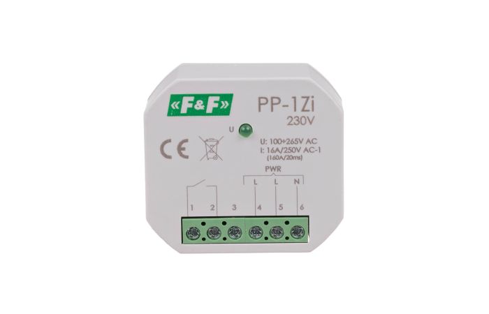 Przekaźnik elektromagnetyczny, 1Z 16A, montaż podtynkowy,U=100-265V AC,styk:1Z 16A (160A/20ms) | PP-1Zi-230V F&F