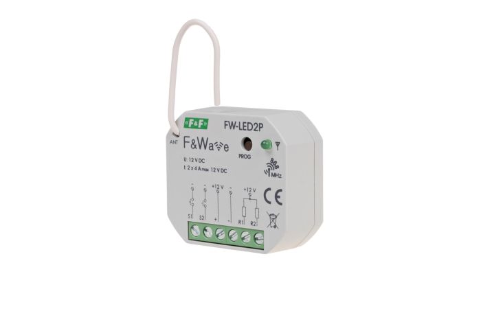 Sterownik radiowy dwukanałowy PW-LED2P 12V - montaż podtynkowy 10-16V DC | FW-LED2P F&F