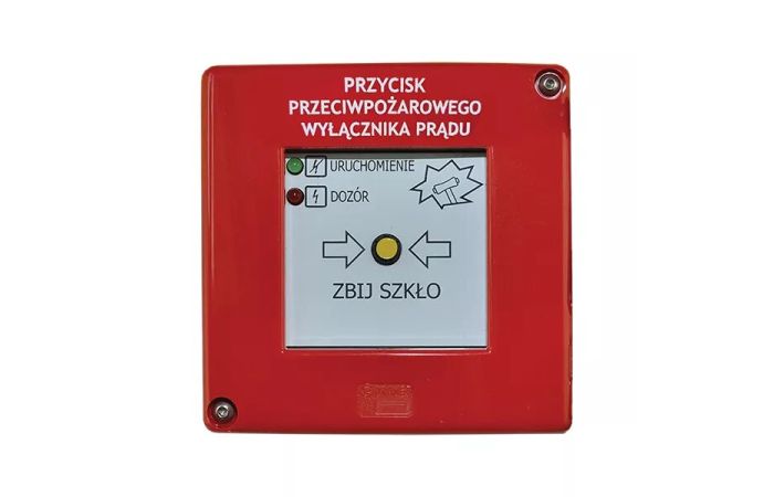 Przycisk przeciwpożarowego wyłącznika prądu PPWP-A z młoteczkiem, 2xLED, zielono/czerwony | W0-PPWP-A M1/2K XY ZC Promet
