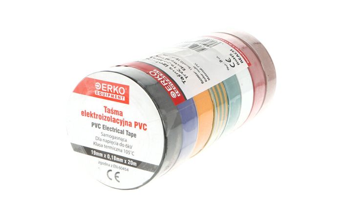 Taśma izolacyjna T PVC 19X20, multi color (opak 8szt) | TPVC_19-20-MULTI/1 Erko