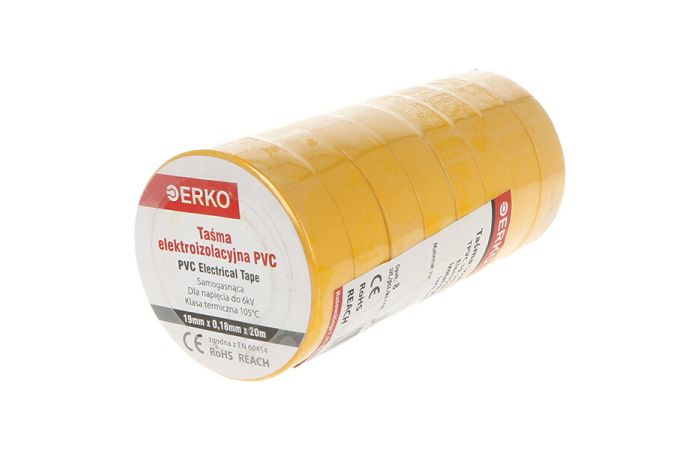 Taśma izolacyjna T PVC 19X20, żółta | TPVC_19-20-ZOLTA/1 Erko