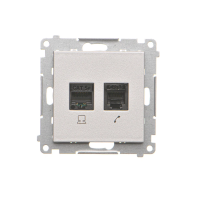 Gniazdo komputerowe RJ45 kategoria 5e + telefoniczne RJ12 (moduł), Aluminium mat Simon 55 | T5F.01/143 Kontakt Simon