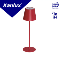 Lampka stołowa bezprzewodowa INITA LED IP54 R ciepłobiała 3000K max 138lm kolor czerwony | 36322 Kanlux