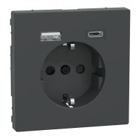 Gniazdo schuko + USB A+C 3A, antracyt, Merten | MTN2367-6034 Schneider Electric