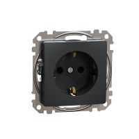 Gniazdo zasilające schuko z przesłonami torów prądowych, czarny antracyt, Sedna Design & Elements | SDD114021 Schneider Electric
