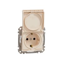 Gniazdo zasilające schuko z przesłonami torów prądowych IP44, beżowy, Sedna Design & Elements | SDD212023 Schneider Electric