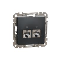 Gniazdo komputerowe 2xRJ45 kat.6A STP, czarny antracyt, Sedna Design & Elements | SDD114467S Schneider Electric