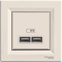 Gniazdo ładowarki USB 2.1A z ramką, kremowy, Asfora | EPH2700223 Schneider Electric