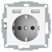 Gniazdo Schuko z ładowarką USB 2.1A, biel polarna, Merten | MTN2366-0319 Schneider Electric