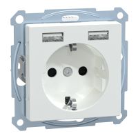 Gniazdo Schuko z ładowarką USB 2.1A, active biały, Merten | MTN2366-0325 Schneider Electric