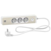 Prz. 3-gn. z ł. 2xUSB, 1,5m bia/drew.N. | ST933U1WC Schneider Electric