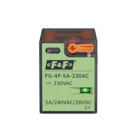 Przekaźnik 4xNO/NC, obciążalność (na kanał) 5A/240V AC lub 12A/28V DC, napięcie zasilania cewki 230V | PG-4P-5A-230AC F&F
