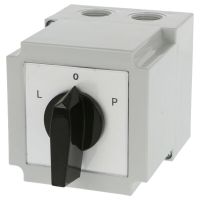 Łącznik krzywkowy* 4G10-11-PK,-R014 10A, w obudowie, pokrętło czarne 3-biegunowy (L-0-P) | 63-840309-011 Apator