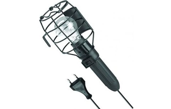 Oprawa warsztatowa PRACTIC 100W E27 230V IP20 z wyłacznikiem, czarna | 000126 Lena Lighting
