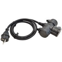 Przenośne gniazdo potrójne gumowane250 VAC, 16 A, 3XSchuko, max. 3680 W, IP44, 1,5m | KE3 Tracon