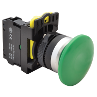 Przycisk grzybkowy, zielony 1×NO, 5A/230V AC-15, 40mm, IP65 | NYG3-MG Tracon