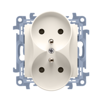 Gniazdo wtyczkowe podwójne z/u z przesłoną 16A, zaciski śrubowe, krem CGZ2MZ.01/41 Simon 10 | CGZ2MZ.01/41 Kontakt Simon