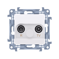Gniazdo antenowe R-TV przelotowe tłumienie TV i R:10dB, biały CAP10.01/11 Simon 10 | CAP10.01/11 Kontakt Simon