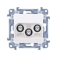 Gniazdo antenowe satelitarne podwójne SAT-SAT-RTV (moduł), biały CASK2F.01/11 Simon 10 | CASK2F.01/11 Kontakt Simon